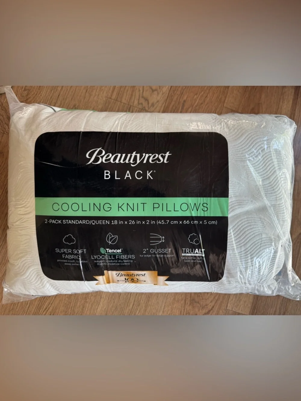 🎉LAST CHANCE🎉2PC BEAUTYREST BLACK Luxurious CoolingKnit Down Alternative Pillows
